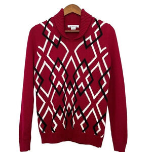 Liz Claiborne‎ V-Neck Argyle Pullover Sweater Size Small
